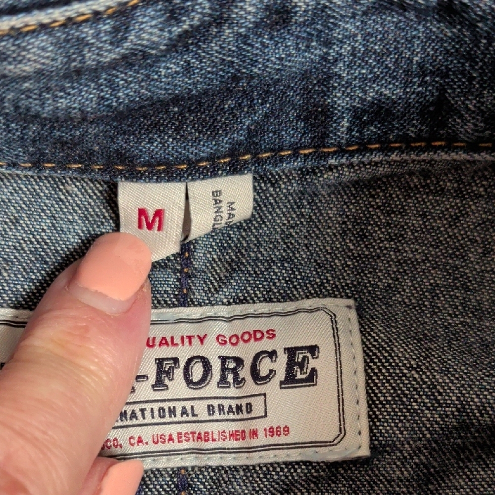 Gap Workwear Dark Blue Long Denim Trench Coat - Picture 11 of 14